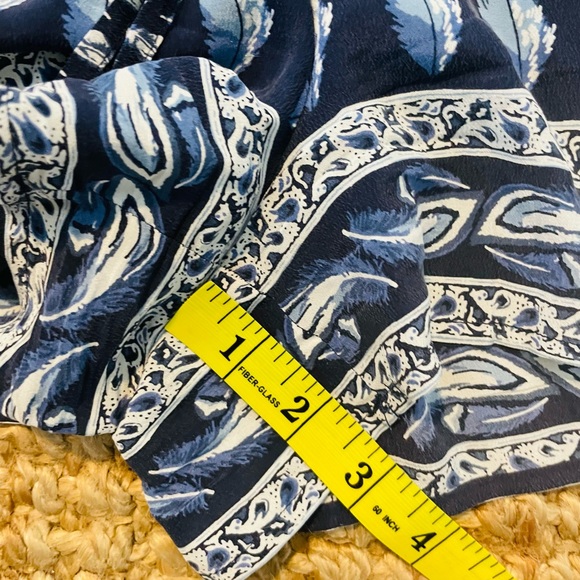 Joie XS Blue White Feather Solstice Boho Silk Romper - Picture 12 of 14